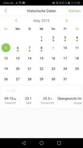 Historische Daten aus der Körperwaage App