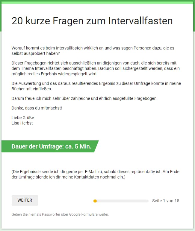 Umfrage zum Intervallfasten
